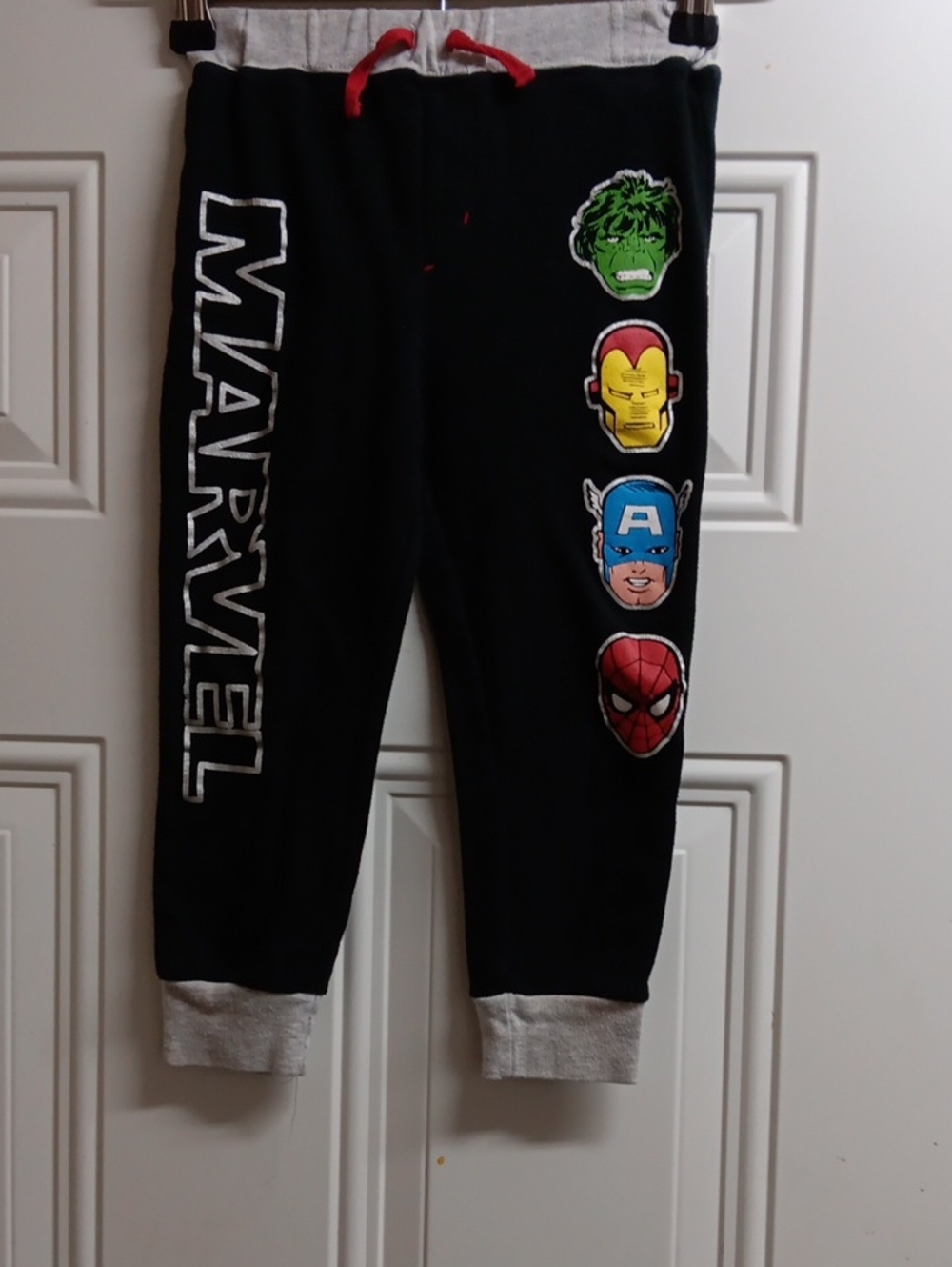Marvel Black Kids' Joggers with Superhero Patches